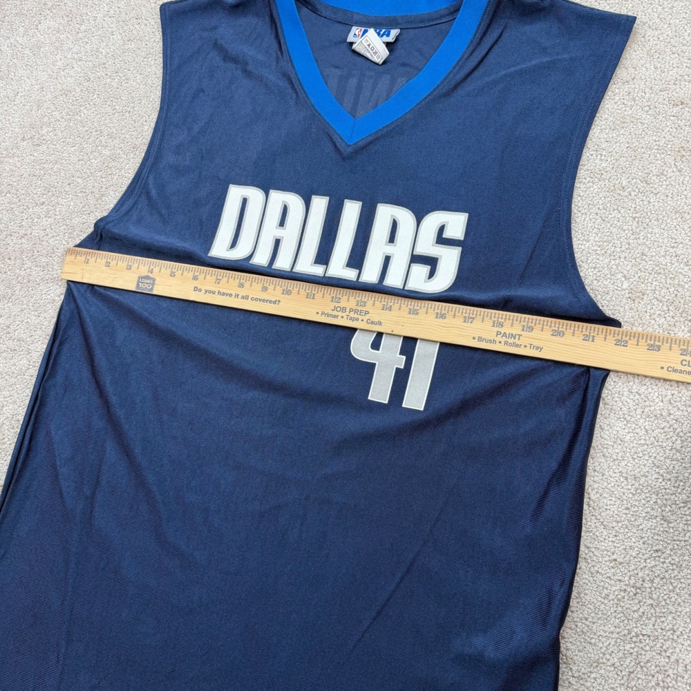 NBA Mens Large Basketball Jersey Navy Dallas Mavericks Dirk Nowitzki 41 - Picture 5 of 6